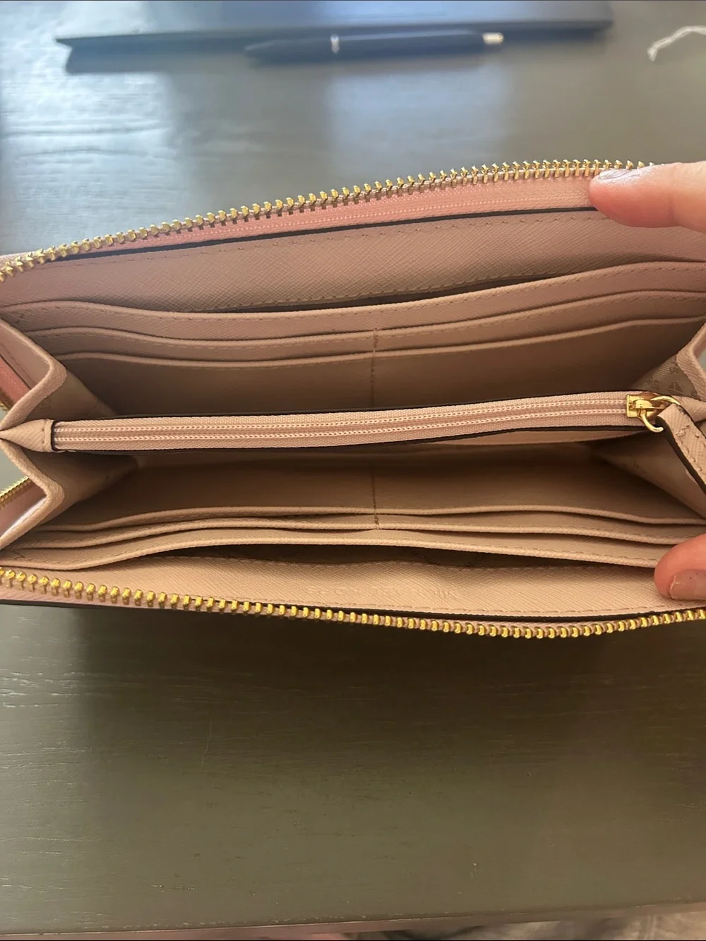Michael Kors Blush Zip Around Continental Wallet with Gold Logo